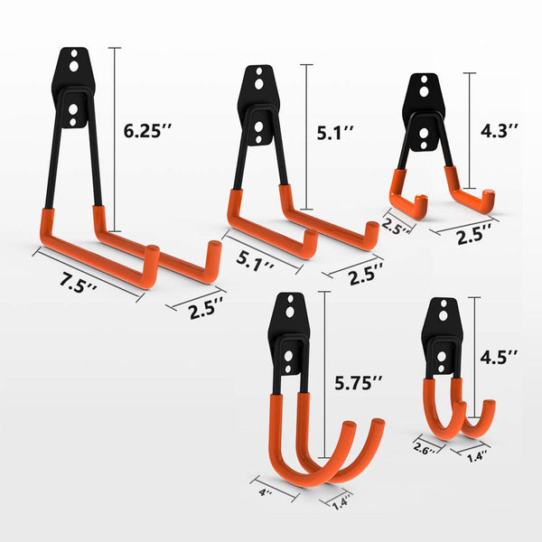 12 Pack Wall Mount Garage Hooks Tool Storage Workshop Organiser Heavy Duty Steel Hooks & Hangers