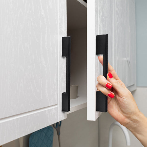 5 X 128Mm Kitchen Handle Cabinet Cupboard Door Drawer Handles Square Black Furniture Pulls Cabinets & Cupboards