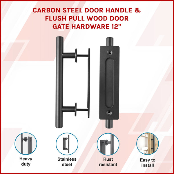 Carbon Steel Door Handle & Flush Pull Wood Gate Hardware 12" Other Door Hardware