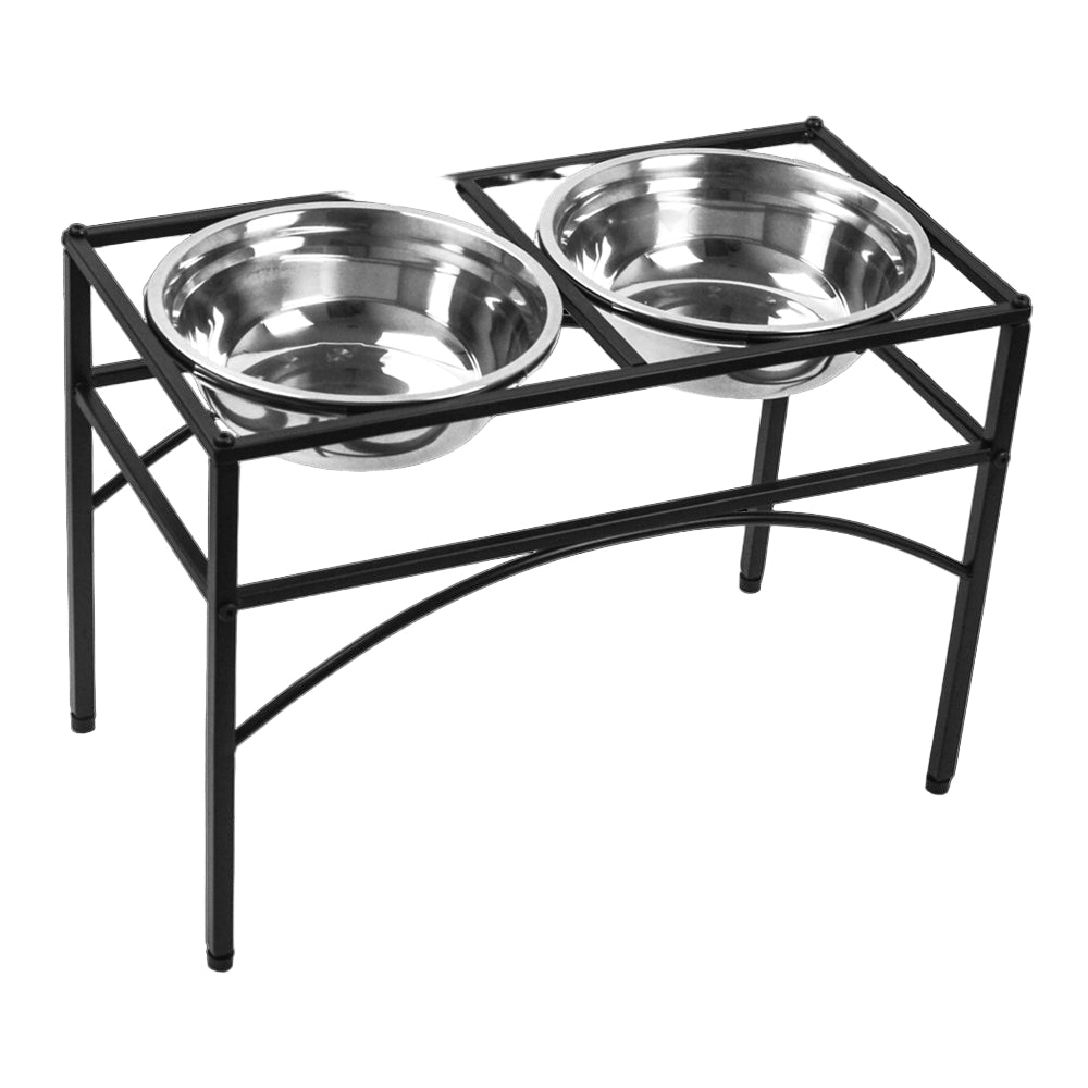 Dual Elevated Raised Pet Dog Puppy Feeder Bowl Stainless Steel Food Water Stand Dog Bowls