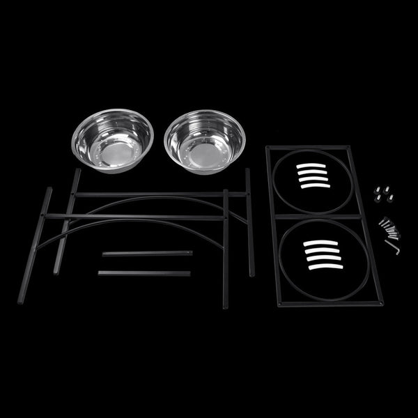 Dual Elevated Raised Pet Dog Puppy Feeder Bowl Stainless Steel Food Water Stand Dog Bowls
