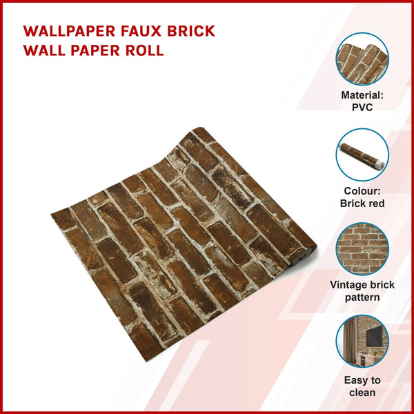 Wallpaper Faux Brick Paper Roll Wallpaper Rolls & Sheets