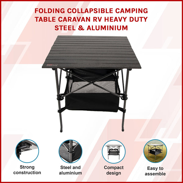 Folding Collapsible Camping Table Caravan Rv Heavy Duty Steel & Aluminium Camping Tables