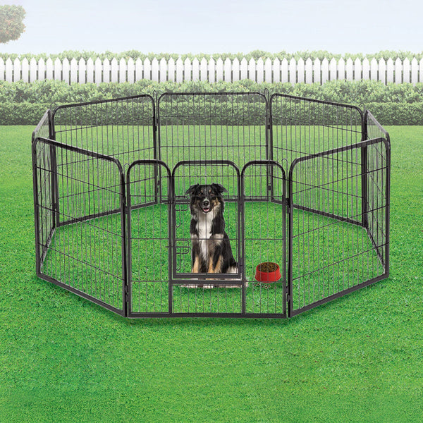 8 Panel Heavy Duty Pet Dog Playpen Puppy Exercise Fence Enclosure Cage Fences & Pens