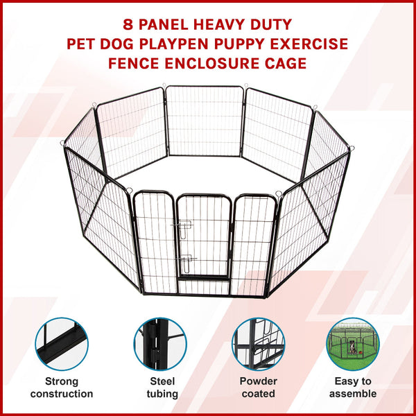 8 Panel Heavy Duty Pet Dog Playpen Puppy Exercise Fence Enclosure Cage Fences & Pens