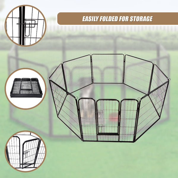 8 Panel Heavy Duty Pet Dog Playpen Puppy Exercise Fence Enclosure Cage Fences & Pens