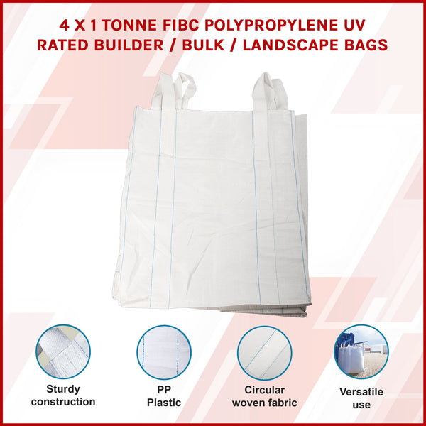 4 X 1 Tonne Fibc Polypropylene Uv Rated Builder / Bulk Landscape Bags Storage Bags
