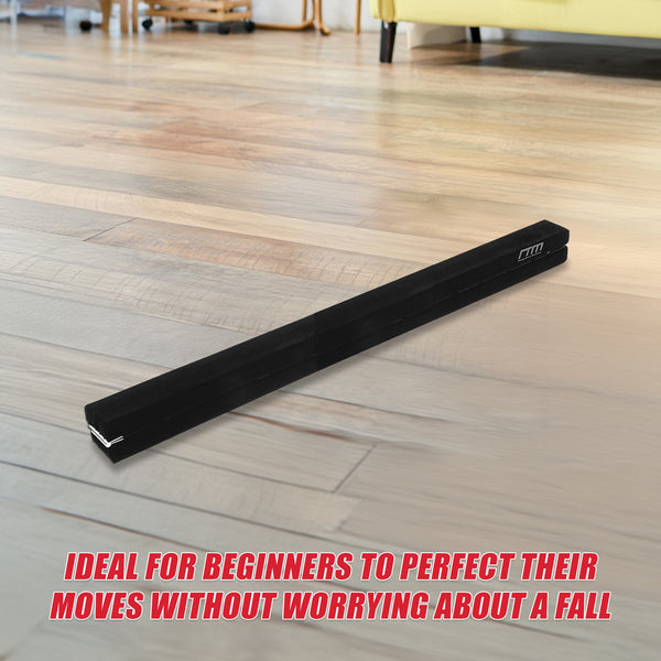 2.4M (8Ft) Gymnastics Folding Balance Beam Black Synthetic Suede Balance Beams