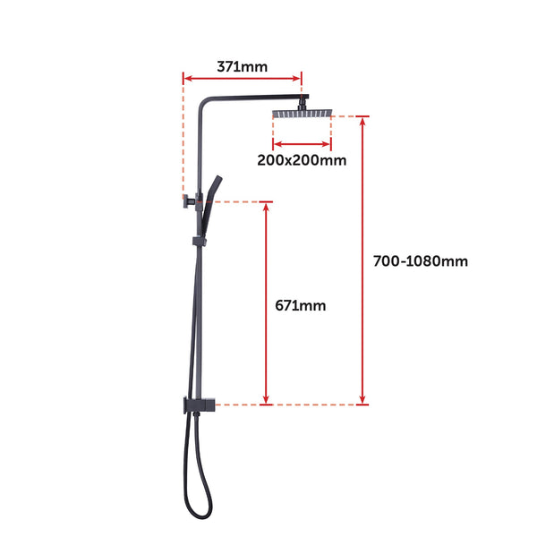 Wels 8" Rain Shower Head Set Square Dual Heads Faucet High Pressure Hand Held Shower Heads & Combos