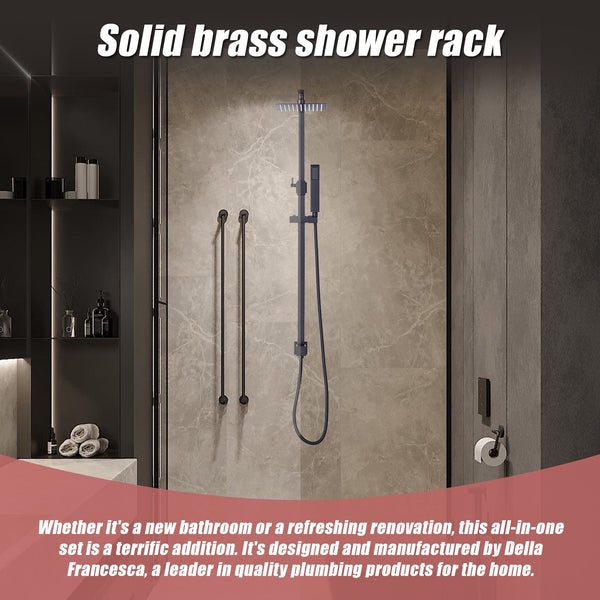 Wels 8" Rain Shower Head Set Square Dual Heads Faucet High Pressure Hand Held Shower Heads & Combos