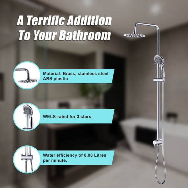 Wels 8" Rain Shower Head Set Rounded Dual Heads Faucet High Pressure Hand Held Shower Heads & Combos
