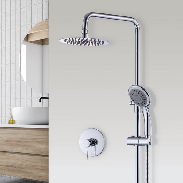 Wels 8" Rain Shower Head Set Rounded Dual Heads Faucet High Pressure With Mixer Shower Heads & Combos