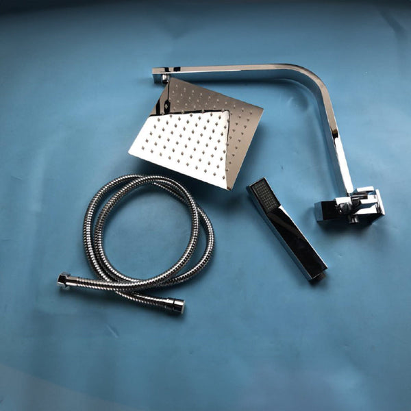 Wels 8" Rain Shower Head Set Square Dual Heads Faucet High Pressure Hand Held Shower Heads & Combos