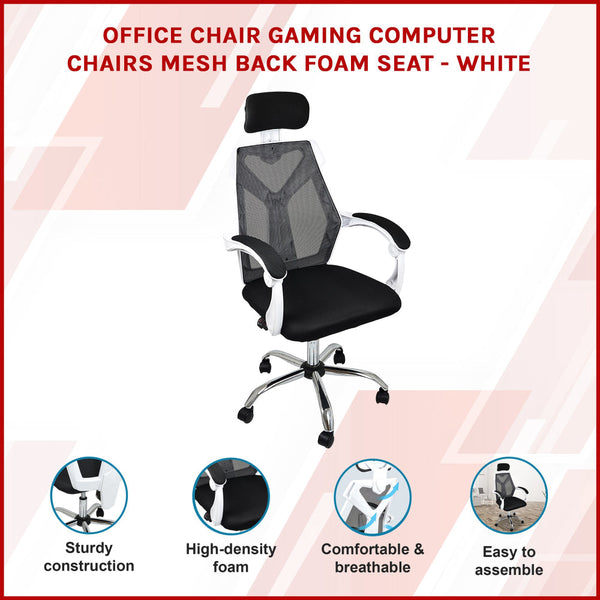 Office Chair Gaming Computer Chairs Mesh Back Foam Seat White Office Chairs
