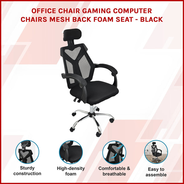 Office Chair Gaming Computer Chairs Mesh Back Foam Seat Black Office Chairs