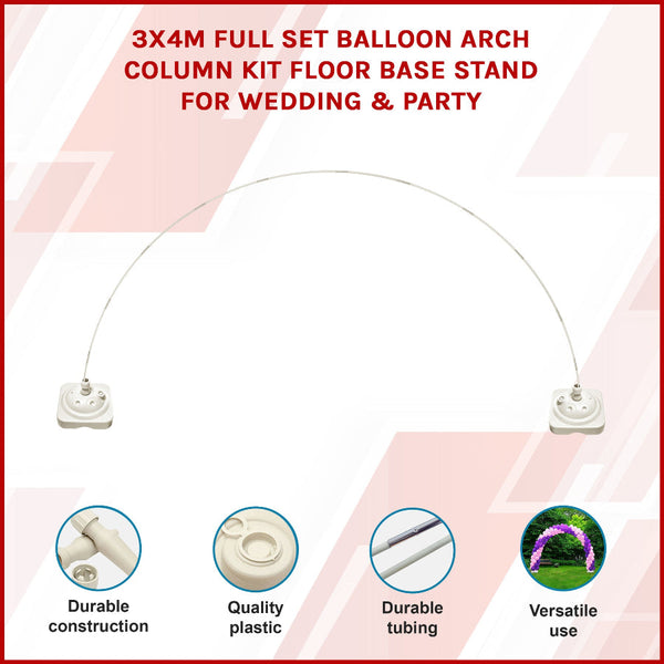 3X4m Full Set Balloon Arch Column Kit Floor Base Stand For Wedding & Party Venue Decorations