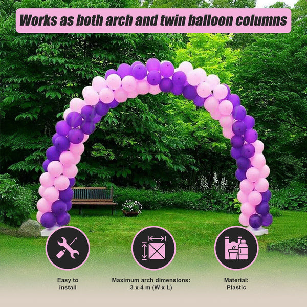 3X4m Full Set Balloon Arch Column Kit Floor Base Stand For Wedding & Party Venue Decorations
