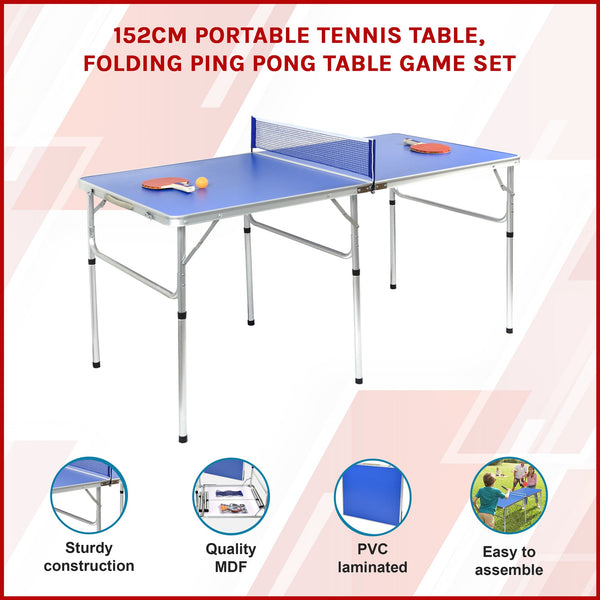 152Cm Tennis Table Folding Ping Pong Game Set Table Tennis Sets