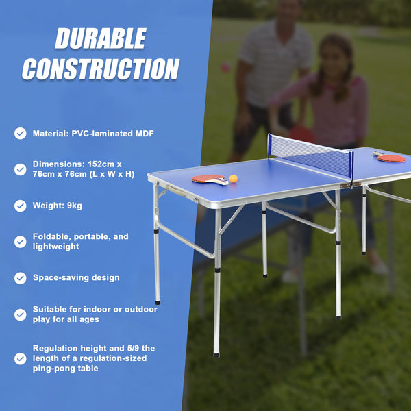 152Cm Tennis Table Folding Ping Pong Game Set Table Tennis Sets