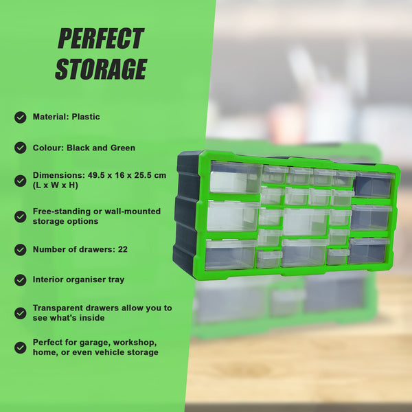 22 Multi Drawer Parts Storage Cabinet Unit Organiser Home Garage Tool Box Tool Cabinets & Cupboards
