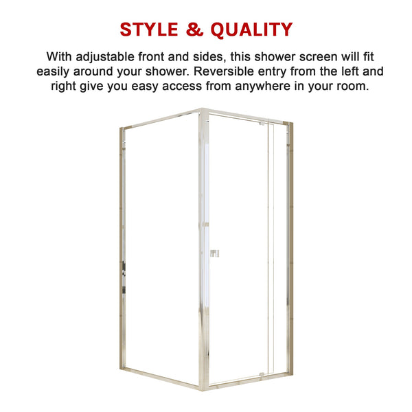 Semi Frameless Shower Screen (82~90)X 195Cm & (98~101)X Side As/Nzs Glass Shower Enclosures