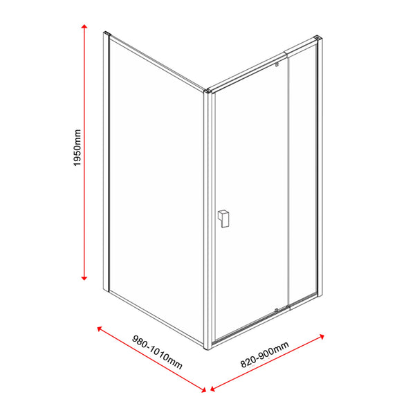 Semi Frameless Shower Screen (82~90)X 195Cm & (98~101)X Side As/Nzs Glass Shower Enclosures
