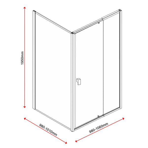 Semi Frameless Shower Screen (98~106)X 195Cm & (98~101)X Side As/Nzs Glass Shower Enclosures