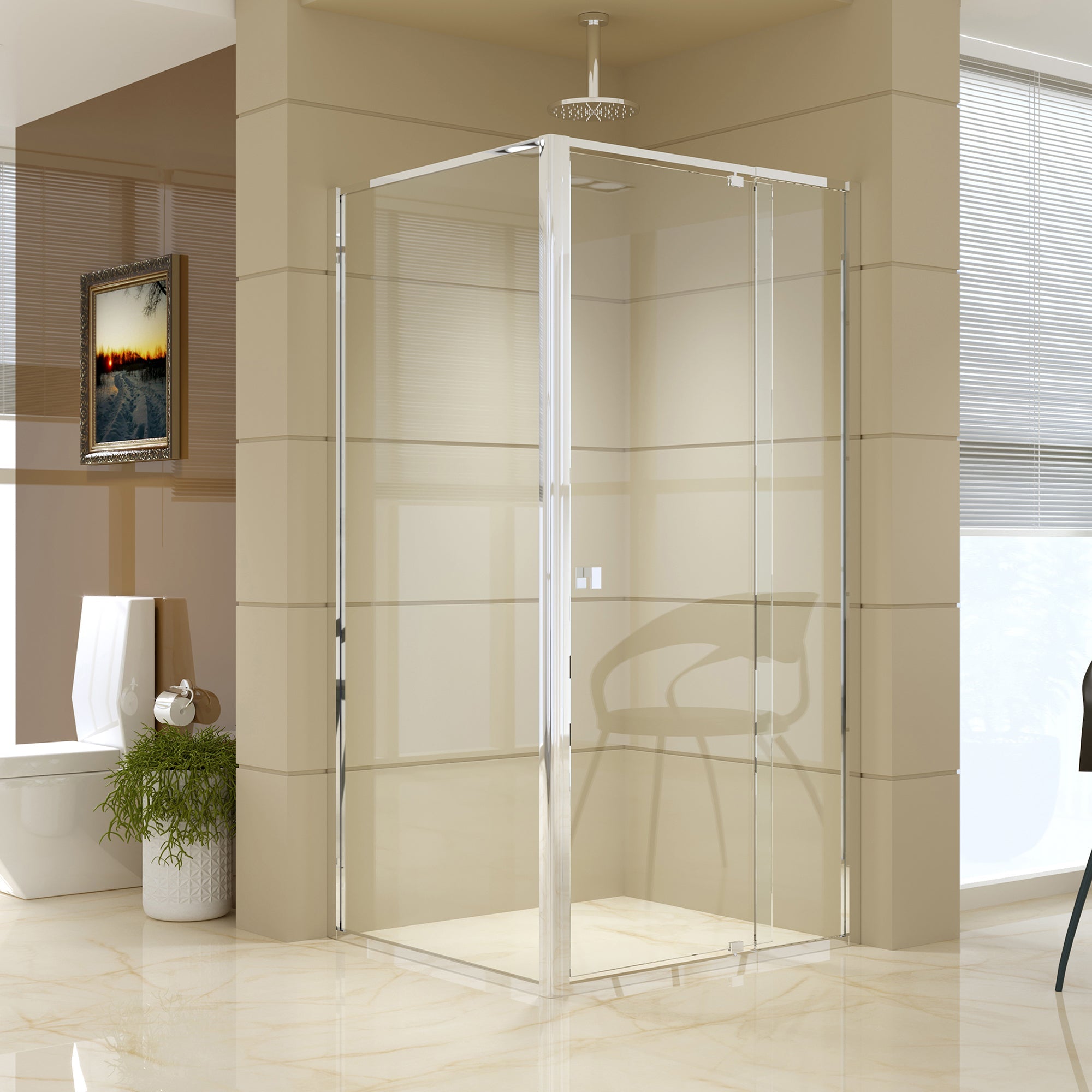 Semi Frameless Shower Screen (98~106)X 195Cm & (89~92)X Side As/Nzs Glass Shower Enclosures