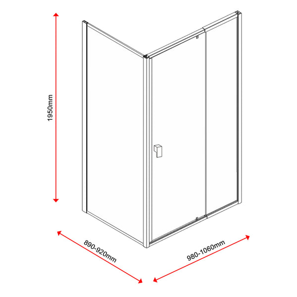 Semi Frameless Shower Screen (98~106)X 195Cm & (89~92)X Side As/Nzs Glass Shower Enclosures