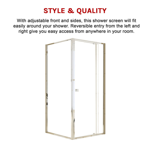 Semi Frameless Shower Screen (82~90)X 195Cm & (89~92)X Side As/Nzs Glass Shower Doors