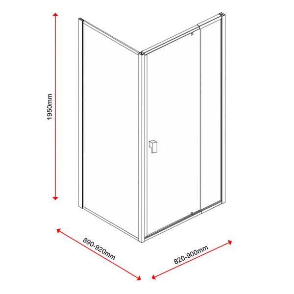 Semi Frameless Shower Screen (82~90)X 195Cm & (89~92)X Side As/Nzs Glass Shower Doors