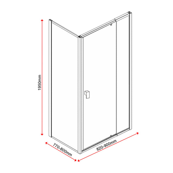 Semi Frameless Shower Screen (82~90)X 195Cm & (77~80)X Side As/Nzs Glass Shower Enclosures
