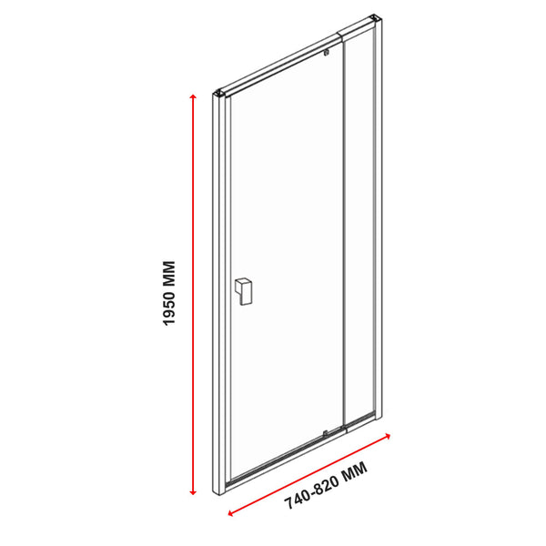 Semi Frameless Shower Screen (74~82) X 195Cm Australian Safety Glass Shower Doors