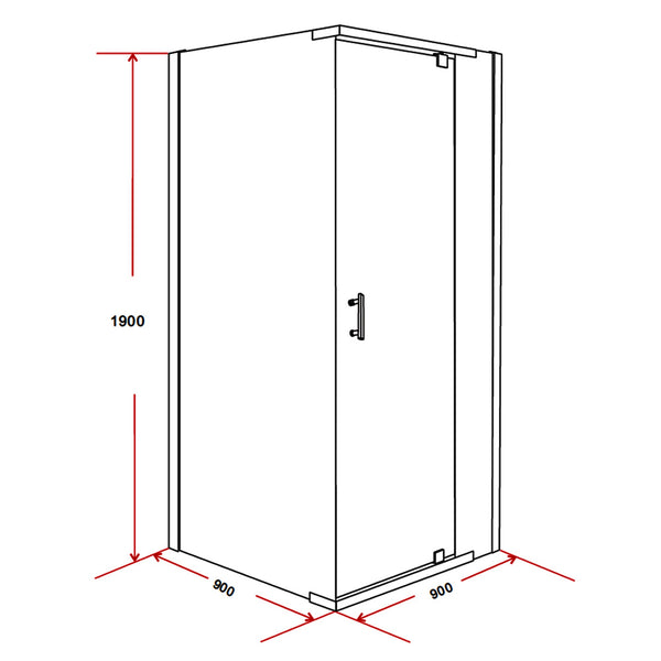 Shower Screen 900X900x1900mm Framed Safety Glass Pivot Door By Della Francesca Shower Enclosures