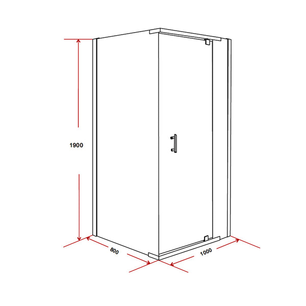 Shower Screen 1000X800x1900mm Framed Safety Glass Pivot Door By Della Francesca Shower Enclosures