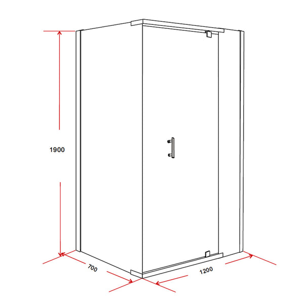 Shower Screen 1200X700x1900mm Framed Safety Glass Pivot Door By Della Francesca Shower Enclosures