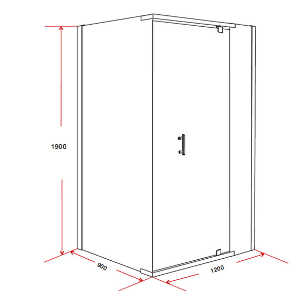 Shower Screen 1200X900x1900mm Framed Safety Glass Pivot Door By Della Francesca Shower Enclosures