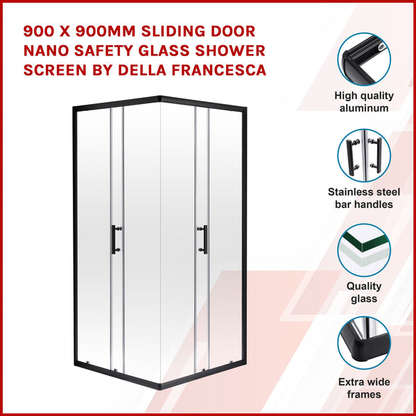 900 X 900Mm Sliding Door Nano Safety Glass Shower Screen By Della Francesca Shower Enclosures