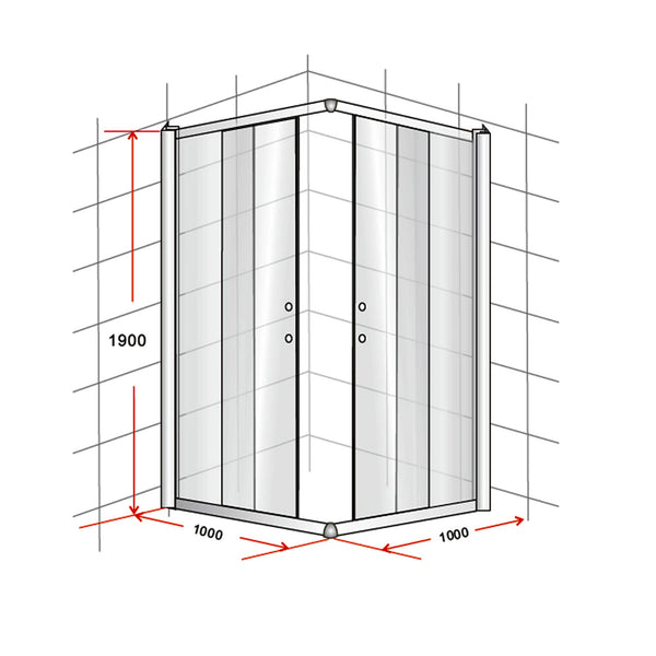 1000 X 1000Mm Sliding Door Nano Safety Glass Shower Screen By Della Francesca Shower Enclosures