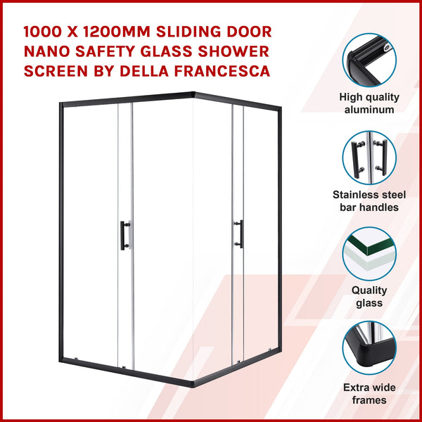 1000 X 1200Mm Sliding Door Nano Safety Glass Shower Screen By Della Francesca Shower Enclosures