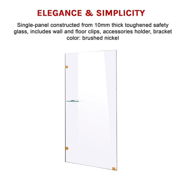 900 X 2100Mm Frameless 10Mm Safety Glass Shower Screen Shower Enclosures