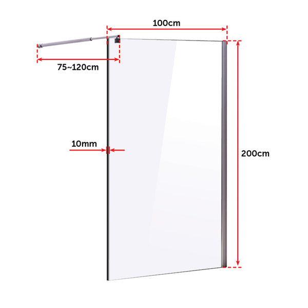 1000 X 2000Mm Frameless 10Mm Safety Glass Shower Screen Shower Enclosures