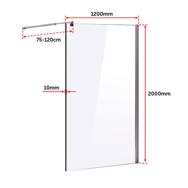 2000Mm Frameless 10Mm Safety Glass Shower Screen Shower Enclosures