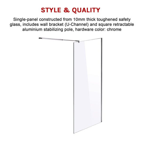 2100Mm Frameless 10Mm Safety Glass Shower Screen Shower Enclosures