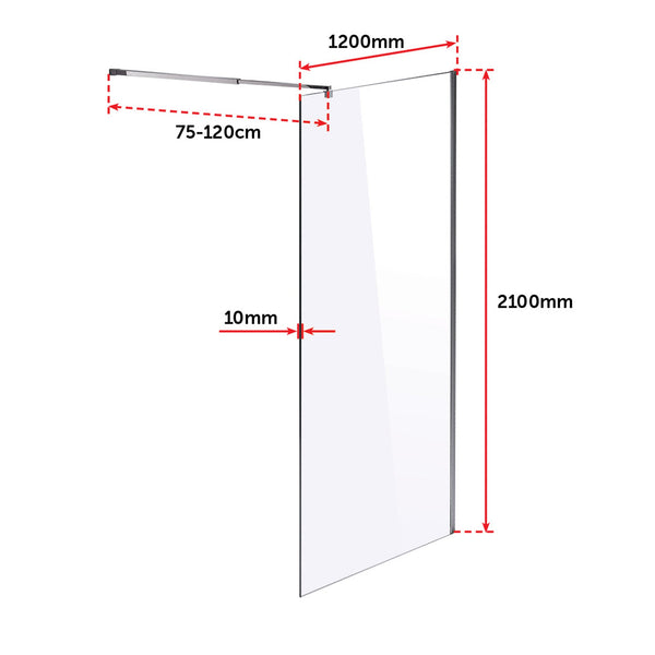 2100Mm Frameless 10Mm Safety Glass Shower Screen Shower Enclosures
