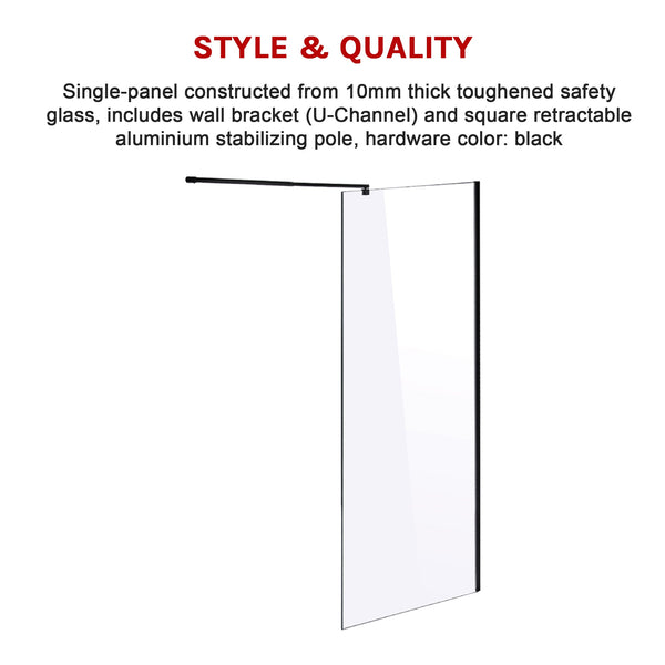 1000 X 2100Mm Frameless 10Mm Safety Glass Shower Screen Shower Enclosures