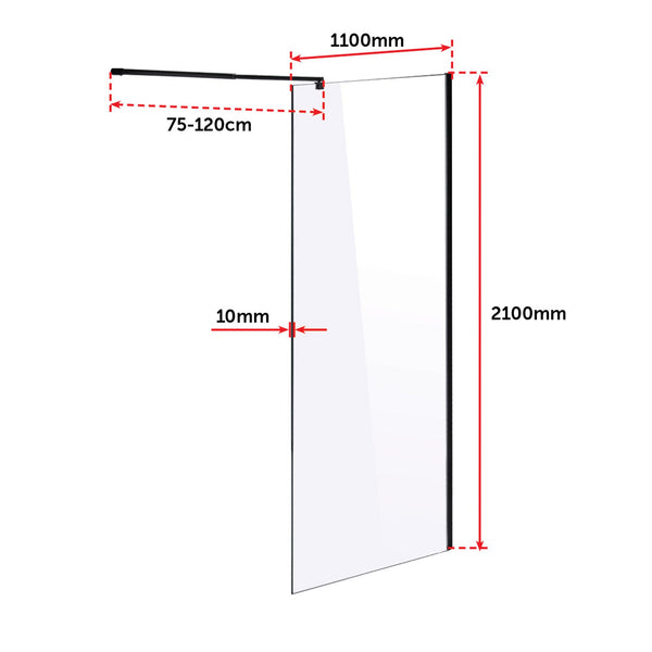1100 X 2100Mm Frameless 10Mm Safety Glass Shower Screen Shower Enclosures