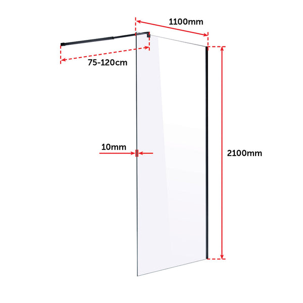 1100 X 2100Mm Frameless 10Mm Safety Glass Shower Screen Shower Enclosures
