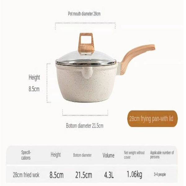 Medical Stone Non Stick Pot Soup Pot Stew Pot Frying Pan Wok Milk Pot Frying Pan Steaming Marble Granite Pot Set Casserole Pans