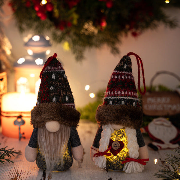 Christmas Decoration Rudolph Reindeer Ornament With Lights Cartoon Elf Led Hanging Figure Seasonal Decorations